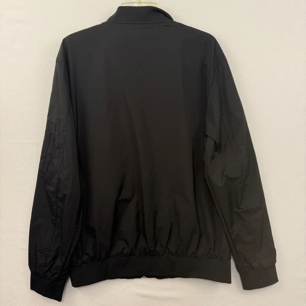 Men's Black Bomber Jacket Lightweight Zip Up Casual Outdoor Coat size‎ Large